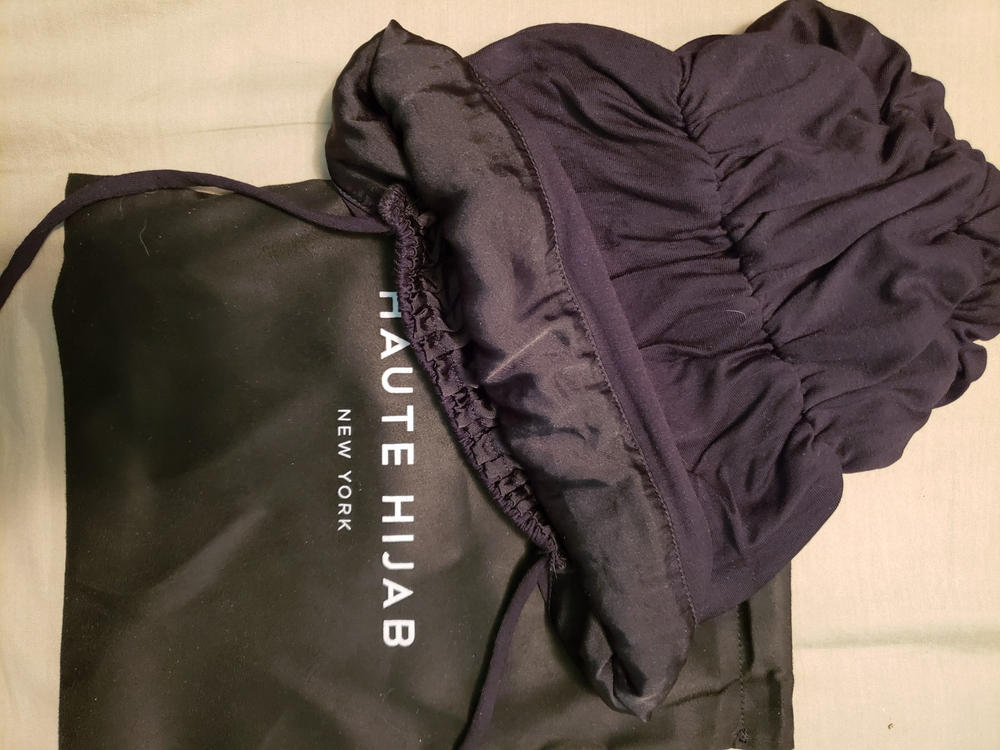 Silk-Blend Satin Underscarf - Black - Customer Photo From Danielle M.