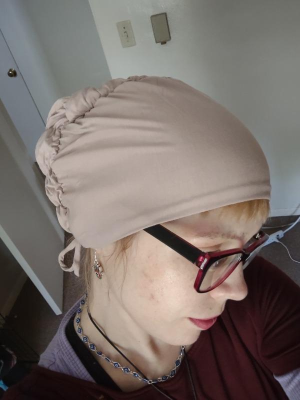 Silk-Blend Satin Underscarf - Mink - Customer Photo From Erica D.